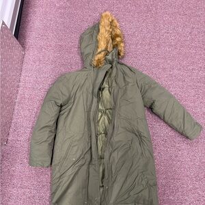 Universal Thread Green Puffer Jacket with Stand-up Collar